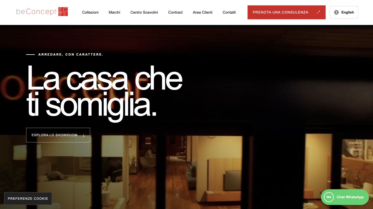 Anteprima della homepage di beConcept.it, showroom di arredamento a Paternò