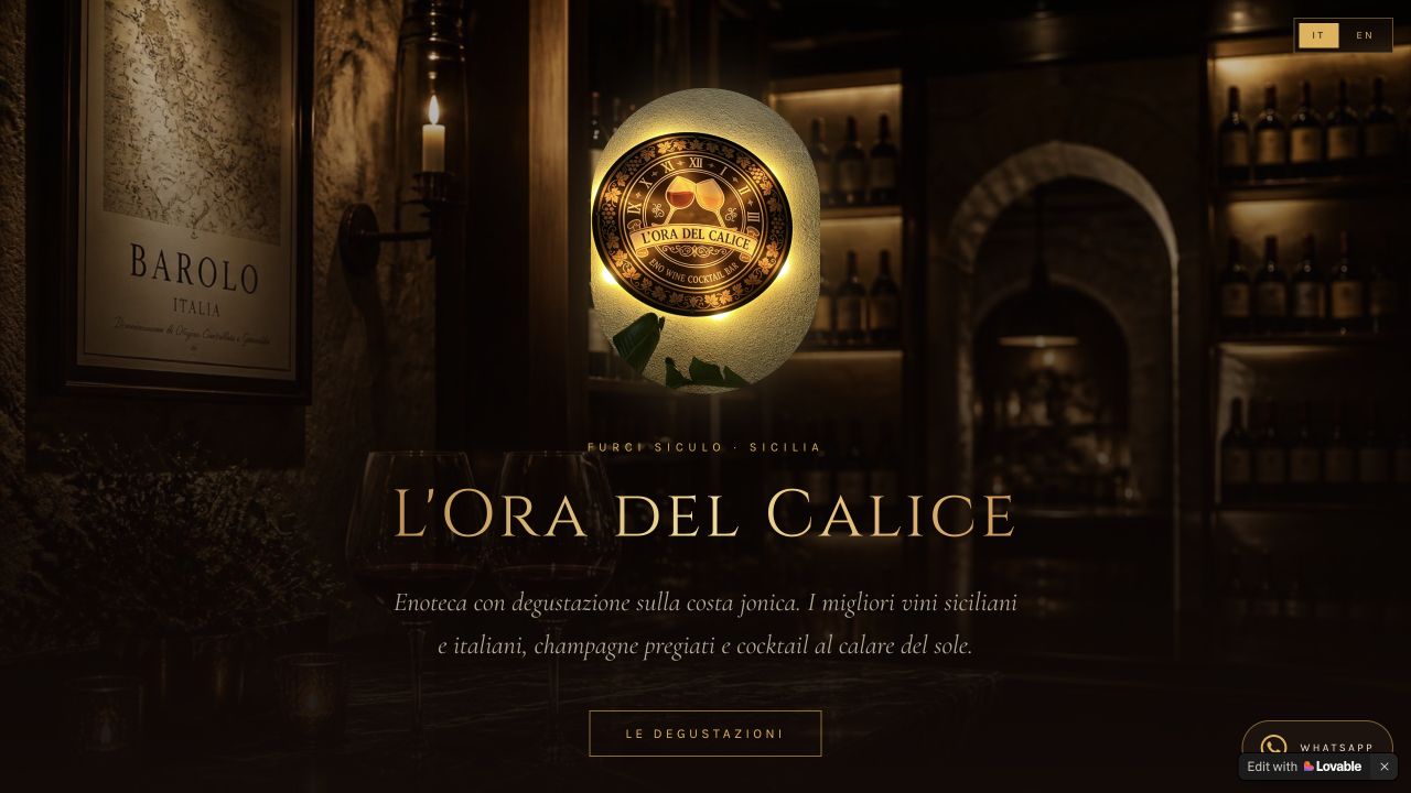 Anteprima della homepage di L’Ora del Calice, enoteca e wine bar a Furci Siculo