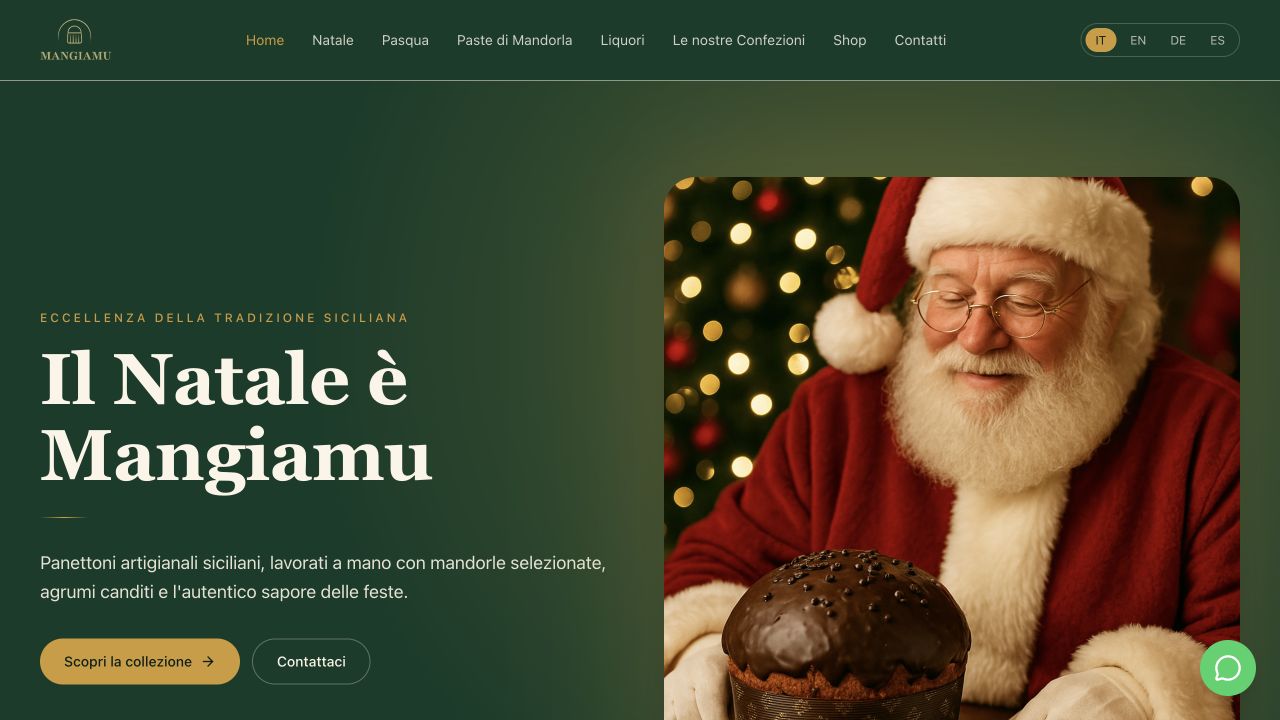 Anteprima della homepage di Mangiamu.it, pasticceria artigianale siciliana