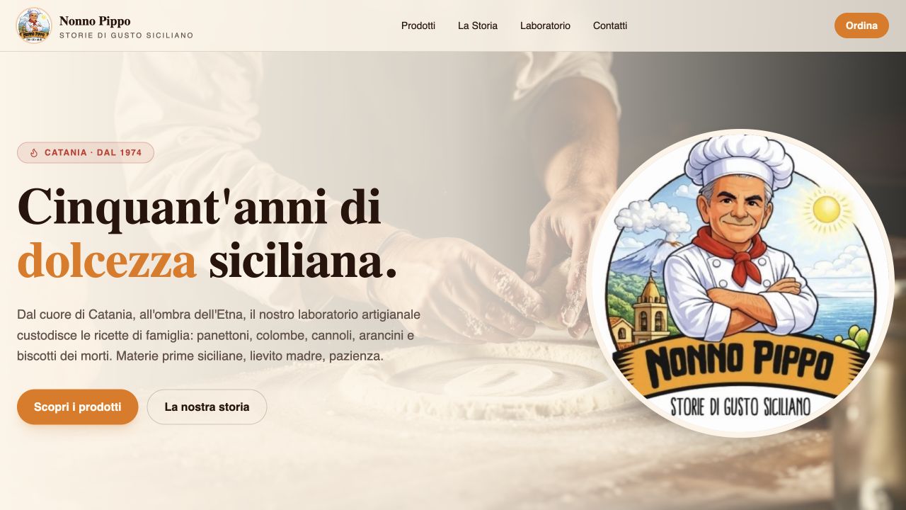 Anteprima della homepage di Nonno Pippo, pasticceria artigianale siciliana a Catania